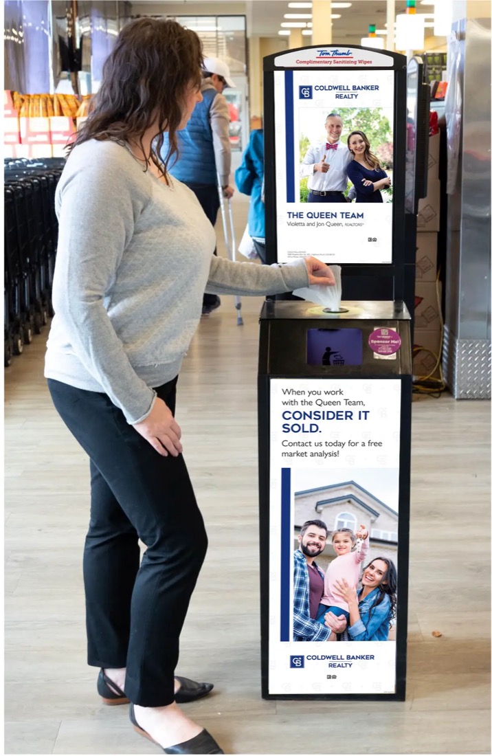 A real advertising campaign on a Terraboost kiosk at a store entrance